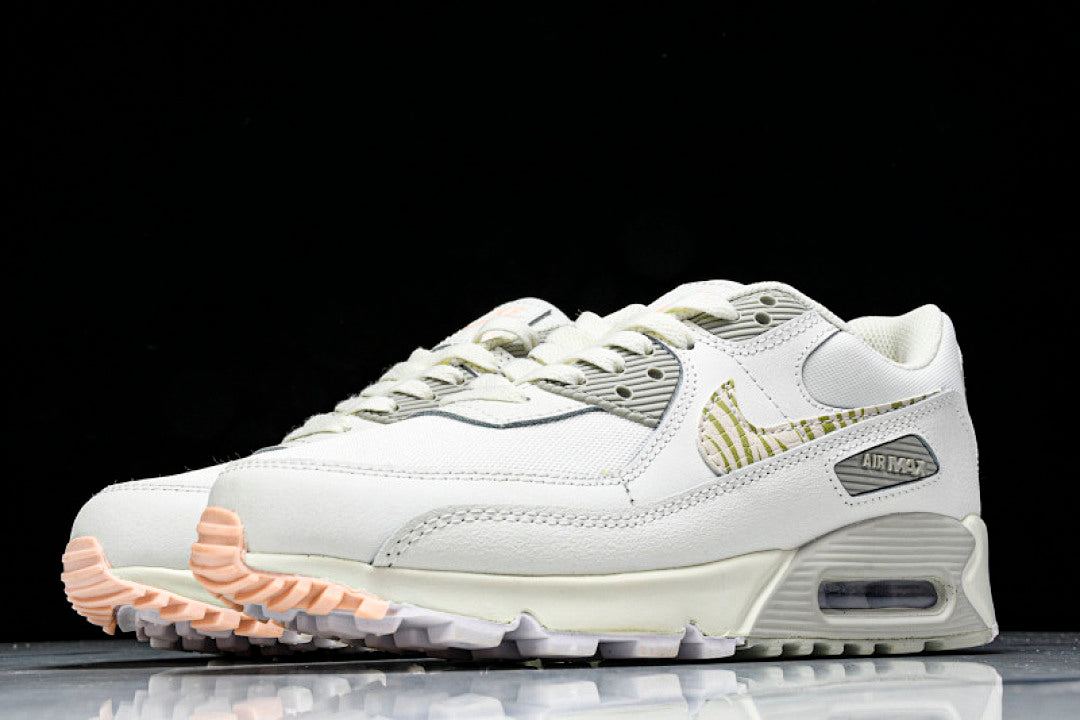AJ1285-018 AIR MAX 90 TRENDY COUPLE LOW TOP AIR CUSHIONED CASUAL WHITE/LIGHT GRAY/BEIGE