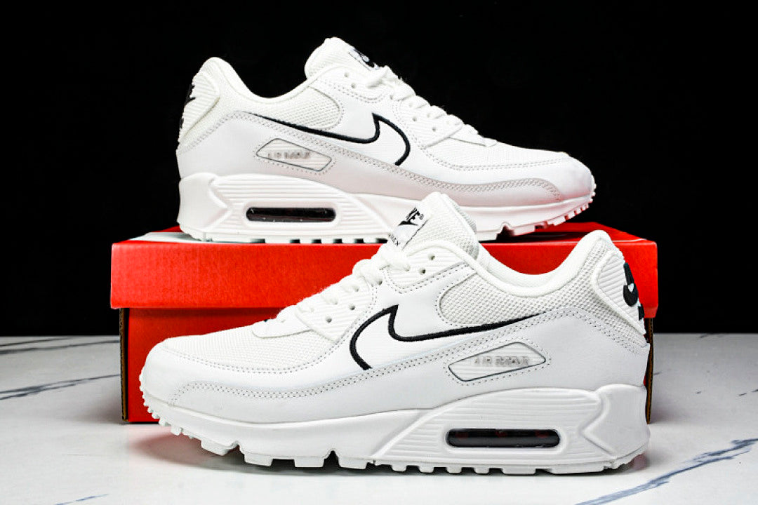 【240】HF3835-100 AIR MAX 90 TRENDY COUPLE LOW TOP AIR CUSHIONED CASUAL WHITE/BLACK