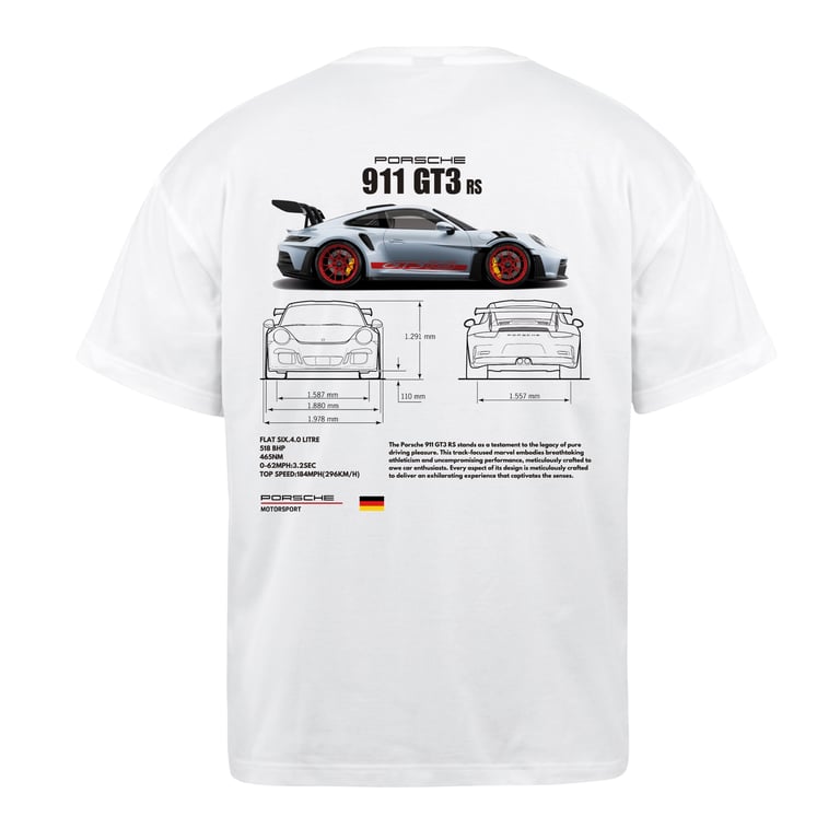 Porsche 911 GT3 White T-Shirt
