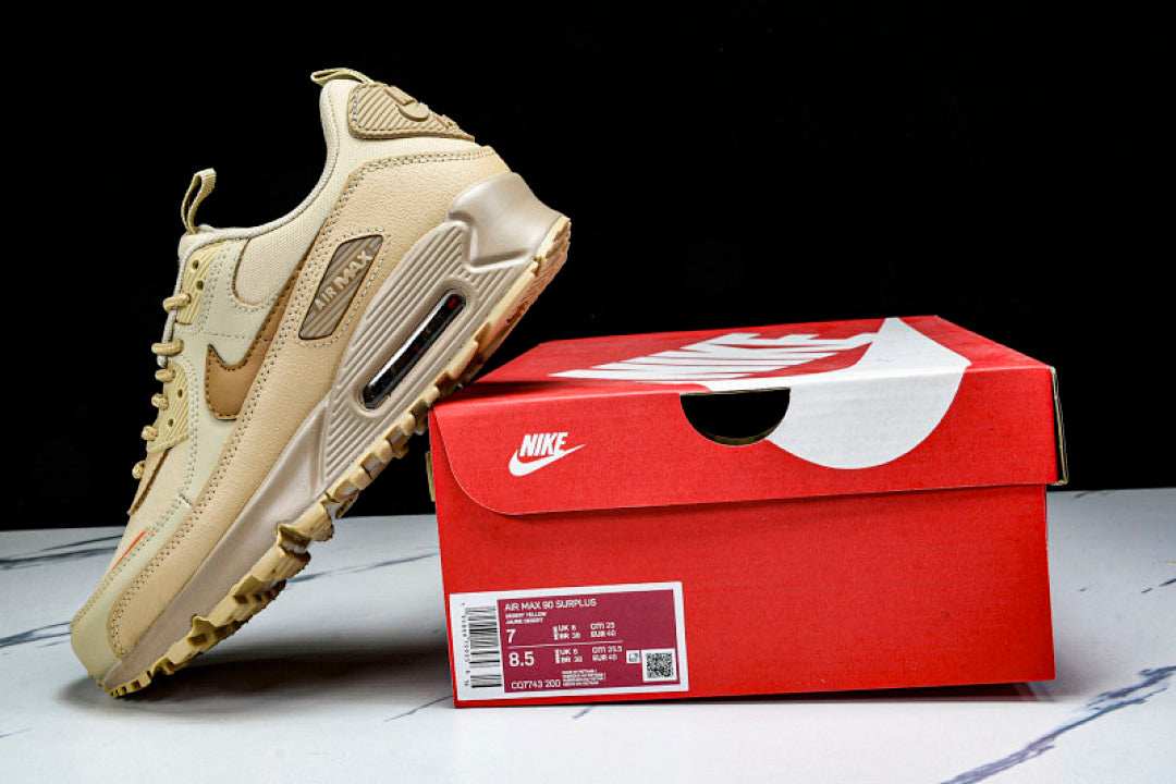 CQ7743-200 AIR MAX 90 TRENDY COUPLE LOW TOP AIR CUSHIONED CASUAL LIGHT WHEAT/BROWN/KHAKI
