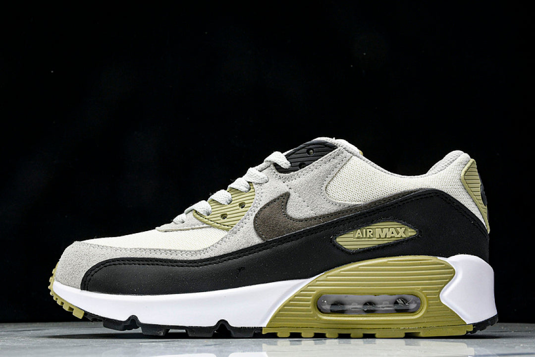 DM0029-011 AIR MAX 90 RETRO AIR CUSHIONED RUNNING SHOES BLACK/WHITE/TEA GREEN
