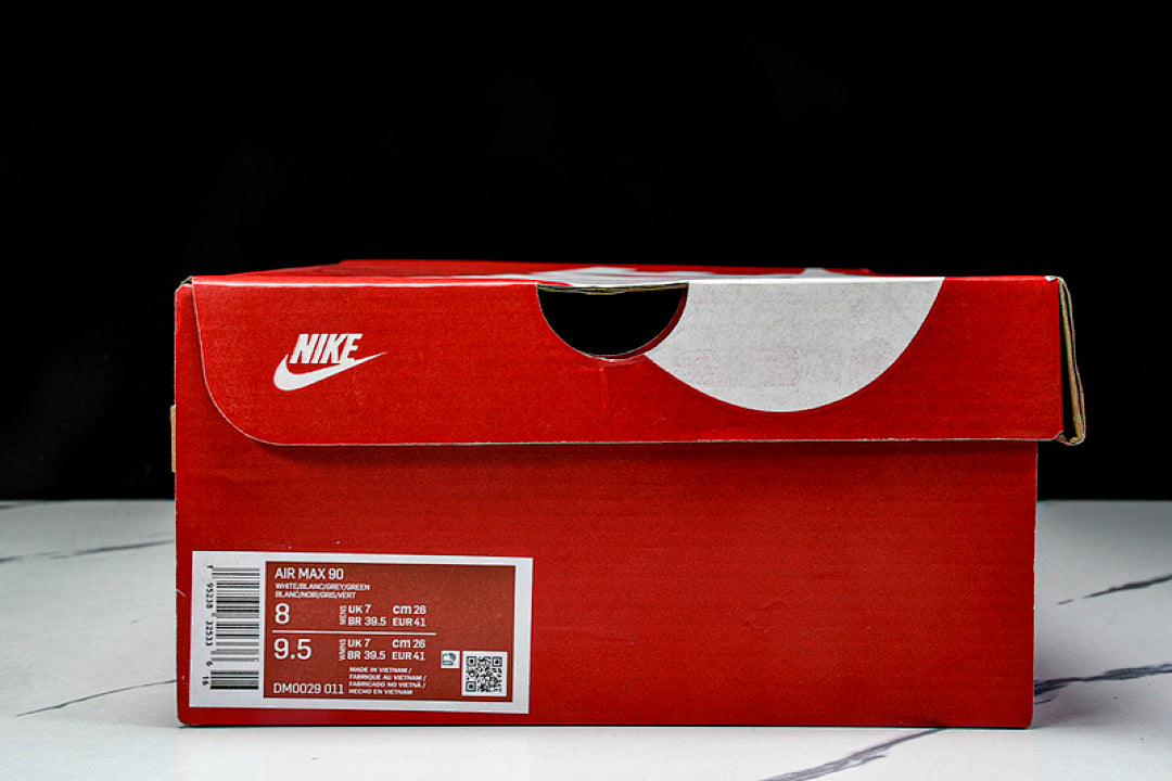 DM0029-011 AIR MAX 90 RETRO AIR CUSHIONED RUNNING SHOES BLACK/WHITE/TEA GREEN