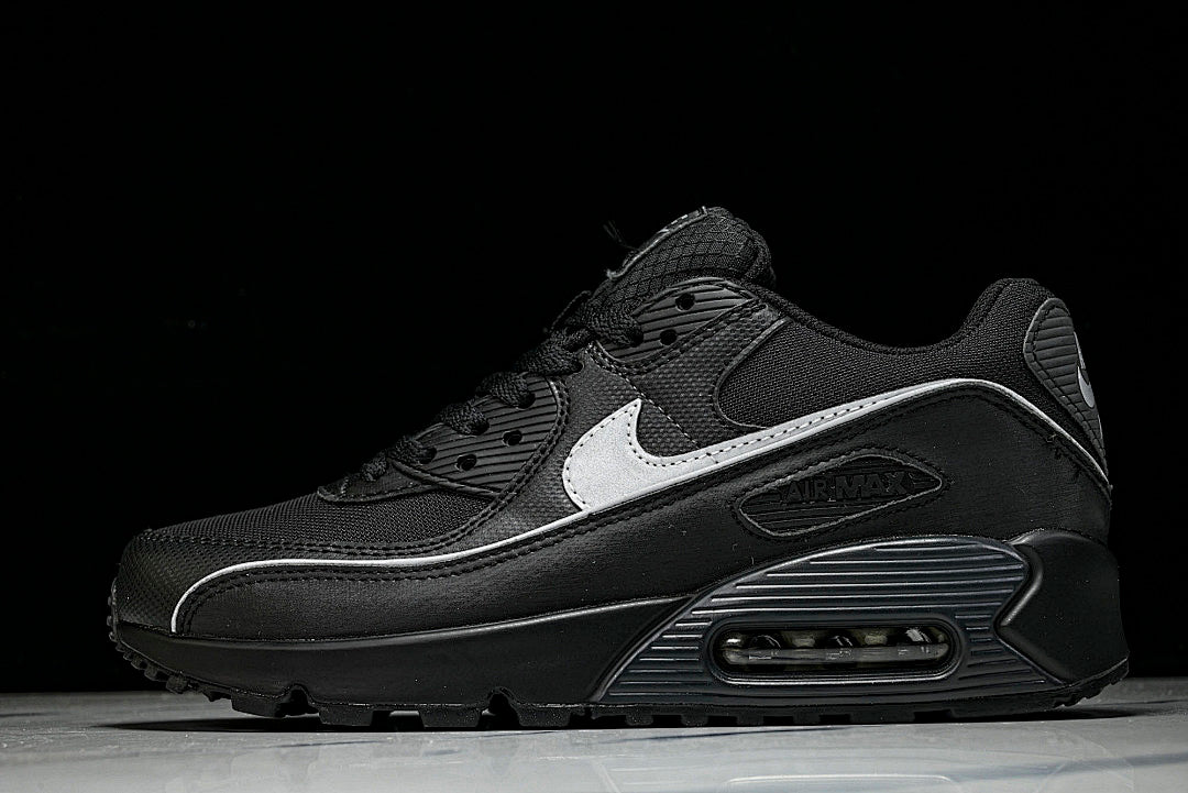 HV4517-002 AIR MAX 90 RETRO AIR CUSHIONED RUNNING SHOES BLACK/LIGHT GRAY