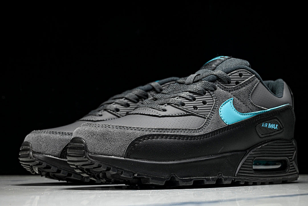 IF0670-002 AIR MAX 90 RETRO AIR CUSHIONED RUNNING SHOES BLACK/ANTHRACITE/SKY BLUE