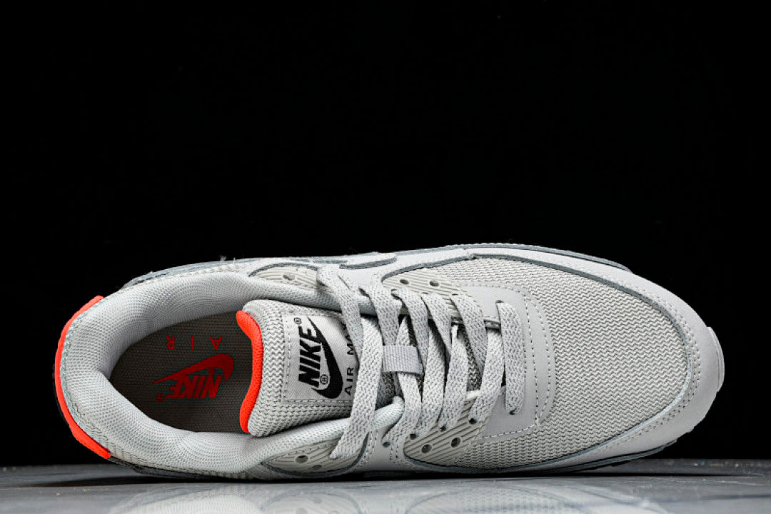 DC4466-001 AIR MAX 90 TRENDY COUPLE LOW TOP AIR CUSHIONED CASUAL LIGHT GRAY/DARK GRAY/ORANGE