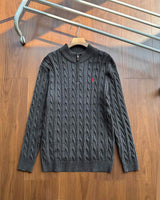 Ralph Lauren Cable-Knit Half-Zip Stand-Collar Sweater RL2502