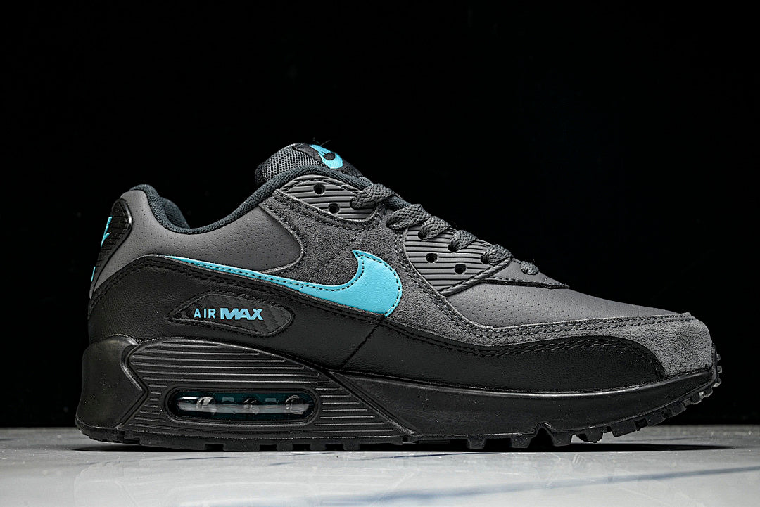 IF0670-002 AIR MAX 90 RETRO AIR CUSHIONED RUNNING SHOES BLACK/ANTHRACITE/SKY BLUE