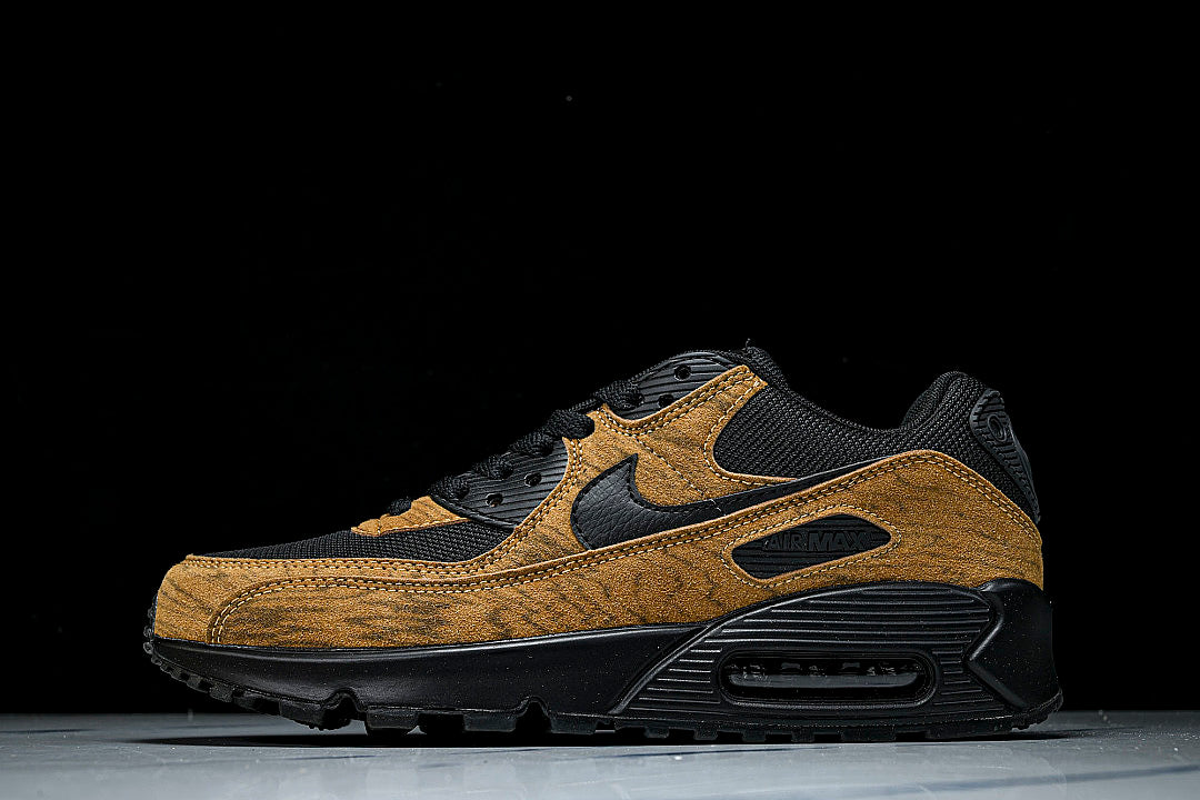 IQ0283-281 AIR MAX 90 RETRO AIR CUSHIONED RUNNING SHOES COFFEE/BLACK