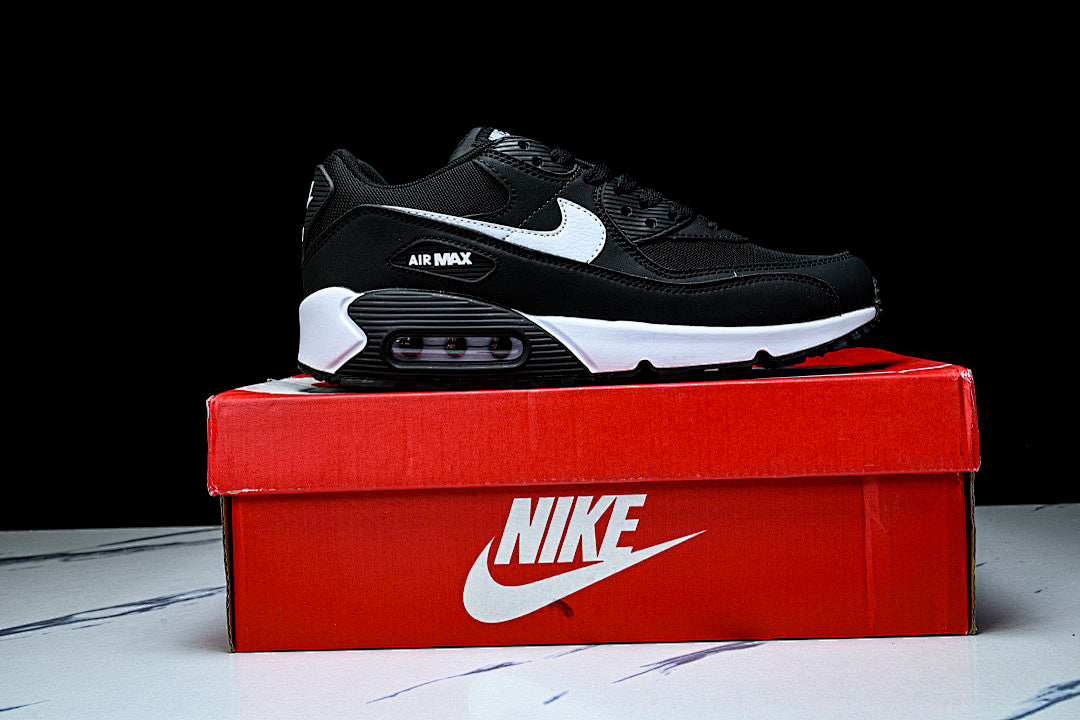 DH8010-002 AIR MAX 90 RETRO AIR CUSHIONED RUNNING SHOES BLACK/WHITE