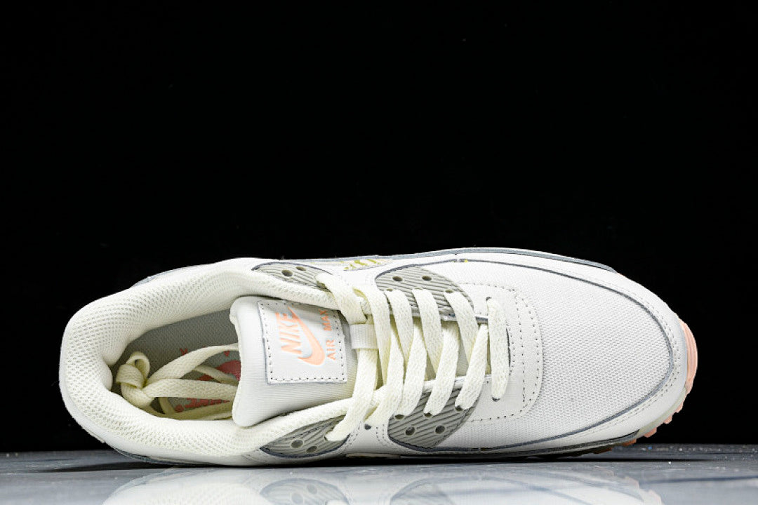 AJ1285-018 AIR MAX 90 TRENDY COUPLE LOW TOP AIR CUSHIONED CASUAL WHITE/LIGHT GRAY/BEIGE
