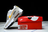 DM0029-119 AIR MAX 90 RETRO AIR CUSHIONED RUNNING SHOES LIGHT GRAY/WHITE/ORANGE
