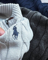 Ralph Lauren Cable-Knit Half-Zip Stand-Collar Sweater RL2502
