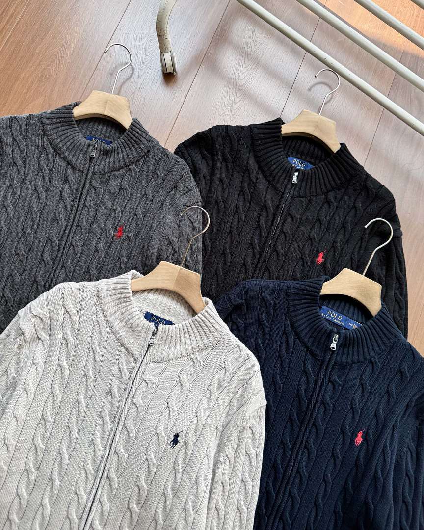 Ralph Lauren Cable-Knit Zip Stand-Collar Sweater RL2503