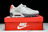 DC4466-001 AIR MAX 90 TRENDY COUPLE LOW TOP AIR CUSHIONED CASUAL LIGHT GRAY/DARK GRAY/ORANGE