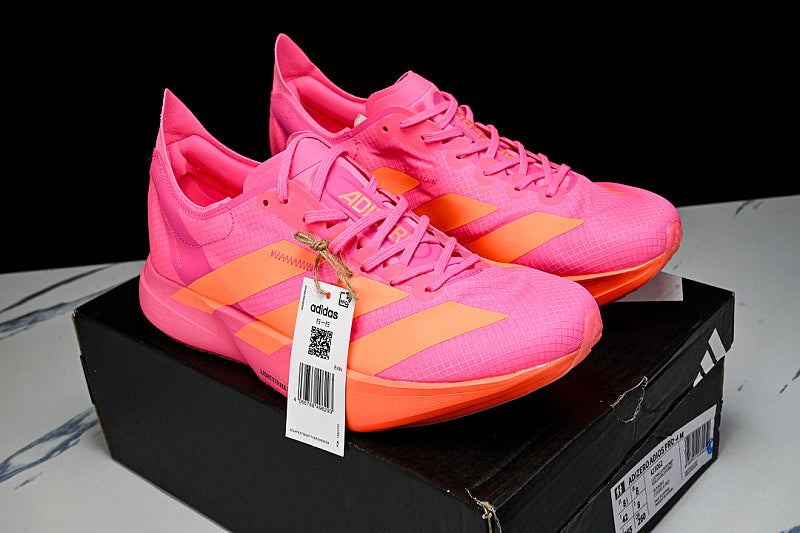 KJ3062 ADIZERO ADIOS 4 M LOW-TOP RUNNING SHOES PINK/ORANGE/PINK