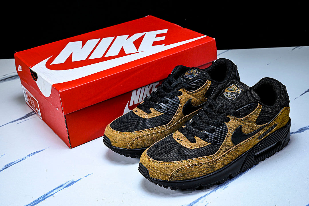 IQ0283-281 AIR MAX 90 RETRO AIR CUSHIONED RUNNING SHOES COFFEE/BLACK