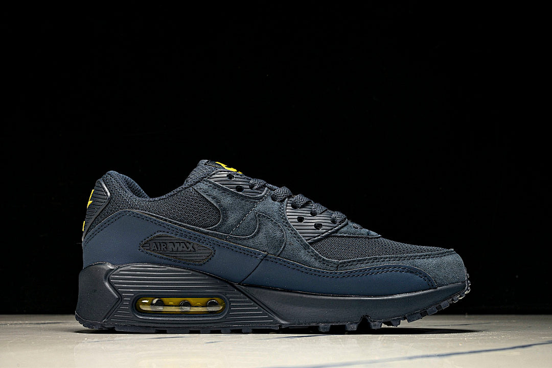 DM0029-401 AIR MAX 90 RETRO AIR CUSHIONED RUNNING SHOES NAVY BLUE/BLACK