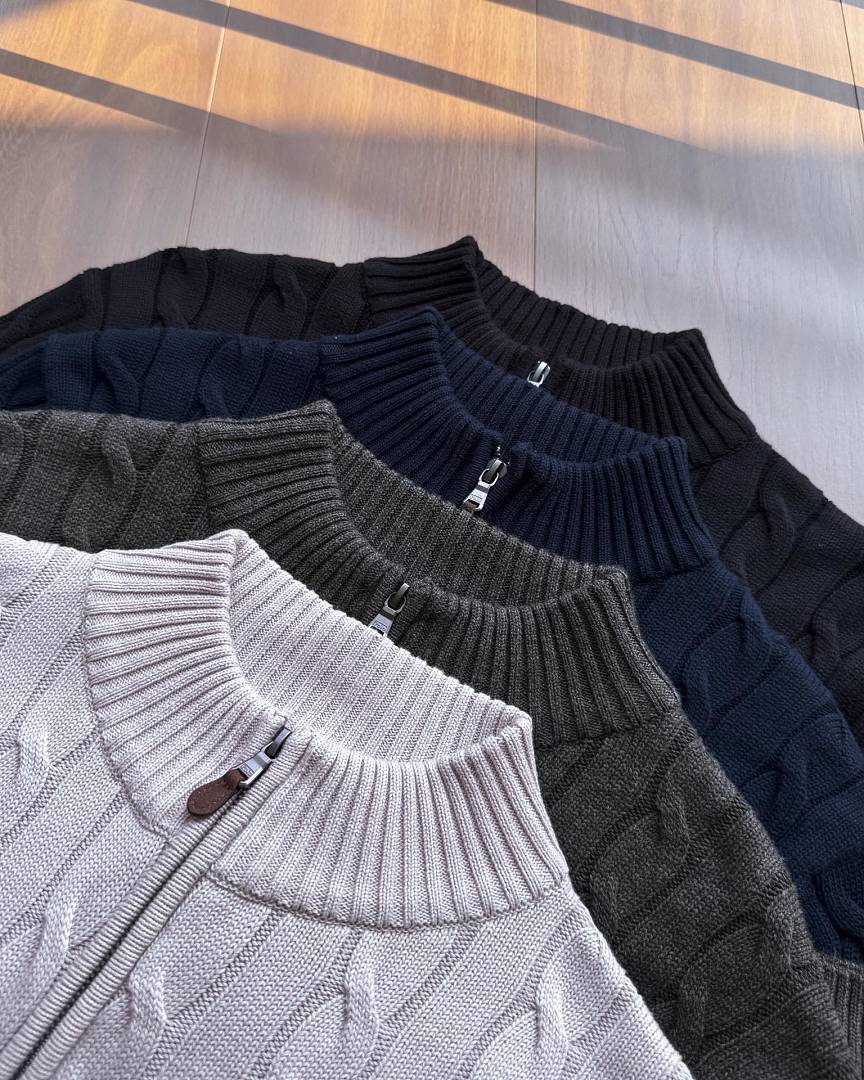Ralph Lauren Cable-Knit Half-Zip Stand-Collar Sweater RL2502