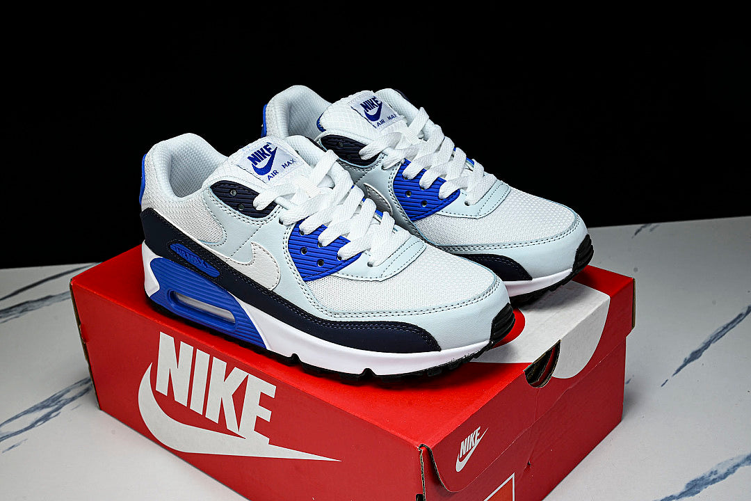 IX4089-121 AIR MAX 90 VINTAGE AIR CUSHION RUNNING SHOES WHITE/BLACK/BLUE