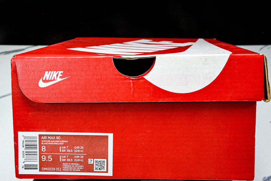 DM0029-011 AIR MAX 90 RETRO AIR CUSHIONED RUNNING SHOES BLACK/WHITE/TEA GREEN