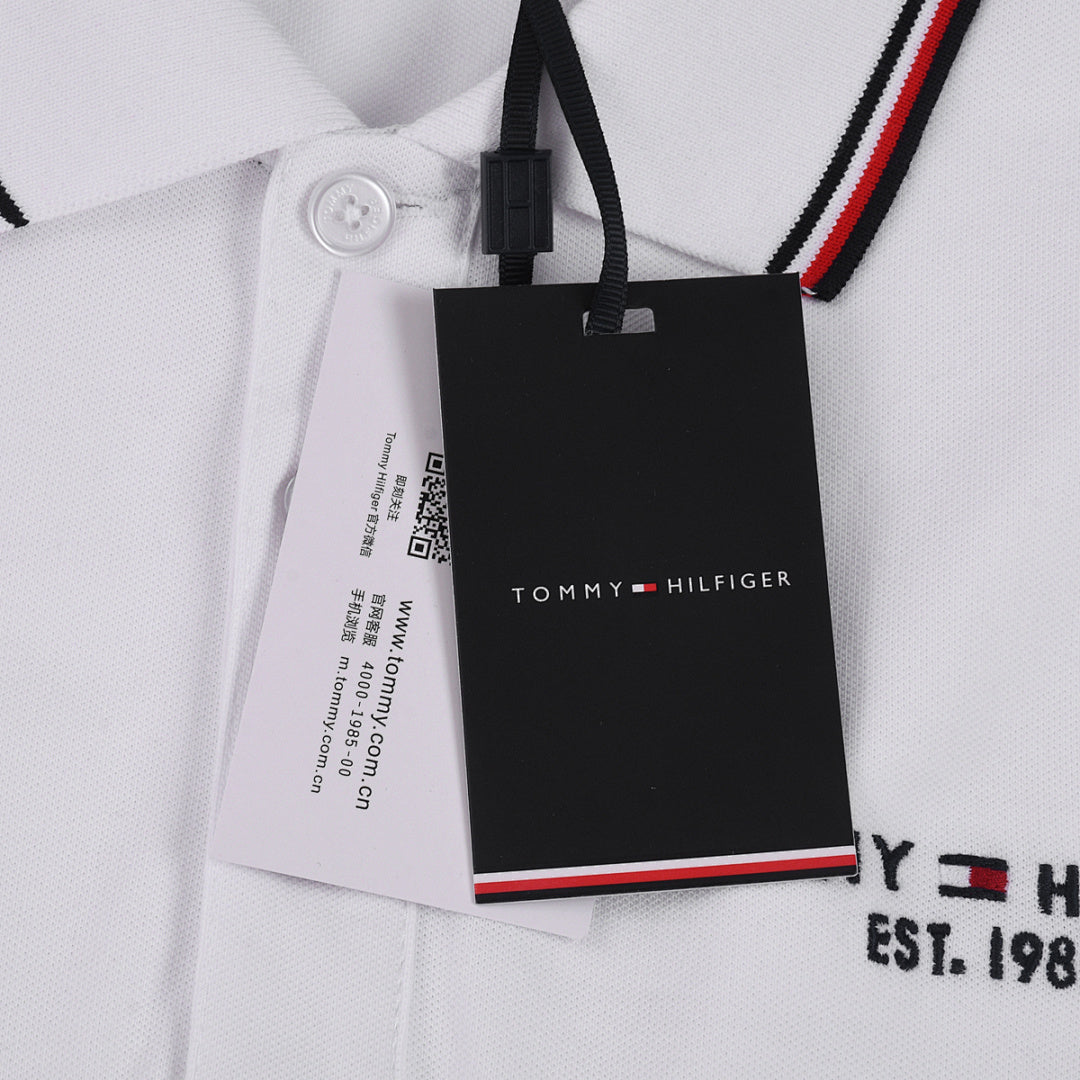 TommyEmbroideryLapel Long Sleeve Polo Shirt