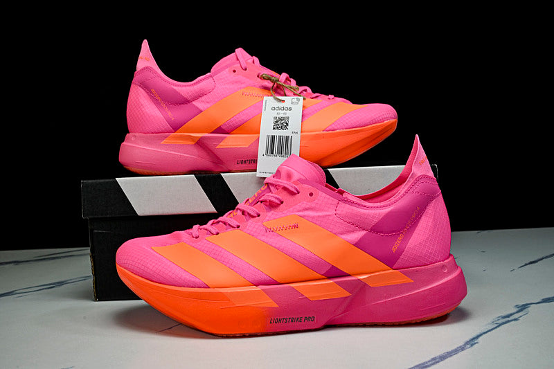 KJ3062 ADIZERO ADIOS 4 M LOW-TOP RUNNING SHOES PINK/ORANGE/PINK