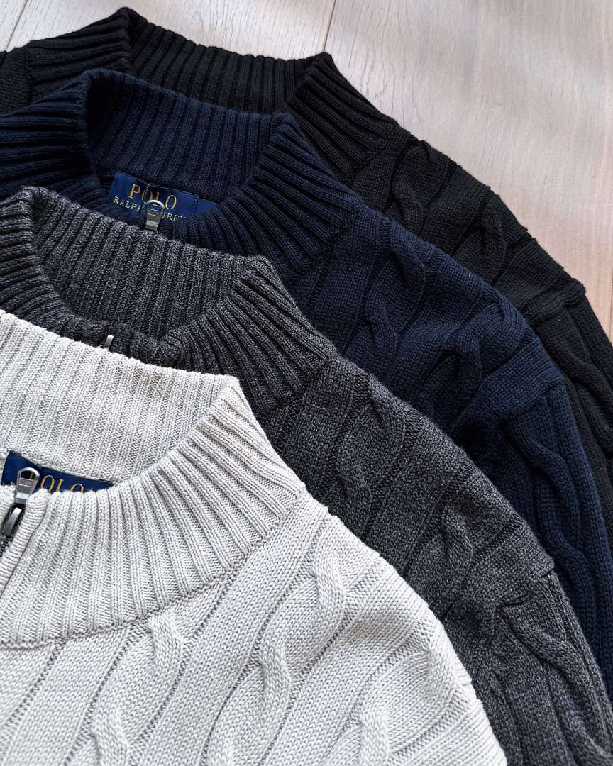 Ralph Lauren Cable-Knit Zip Stand-Collar Sweater RL2503