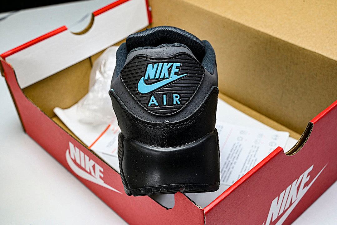 IF0670-002 AIR MAX 90 RETRO AIR CUSHIONED RUNNING SHOES BLACK/ANTHRACITE/SKY BLUE