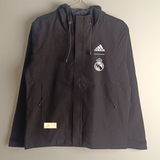 Real Madrid Black Hooded Rain Jacket
