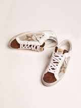 golden goose Super-Star sneakers in white leather and pale silver mesh