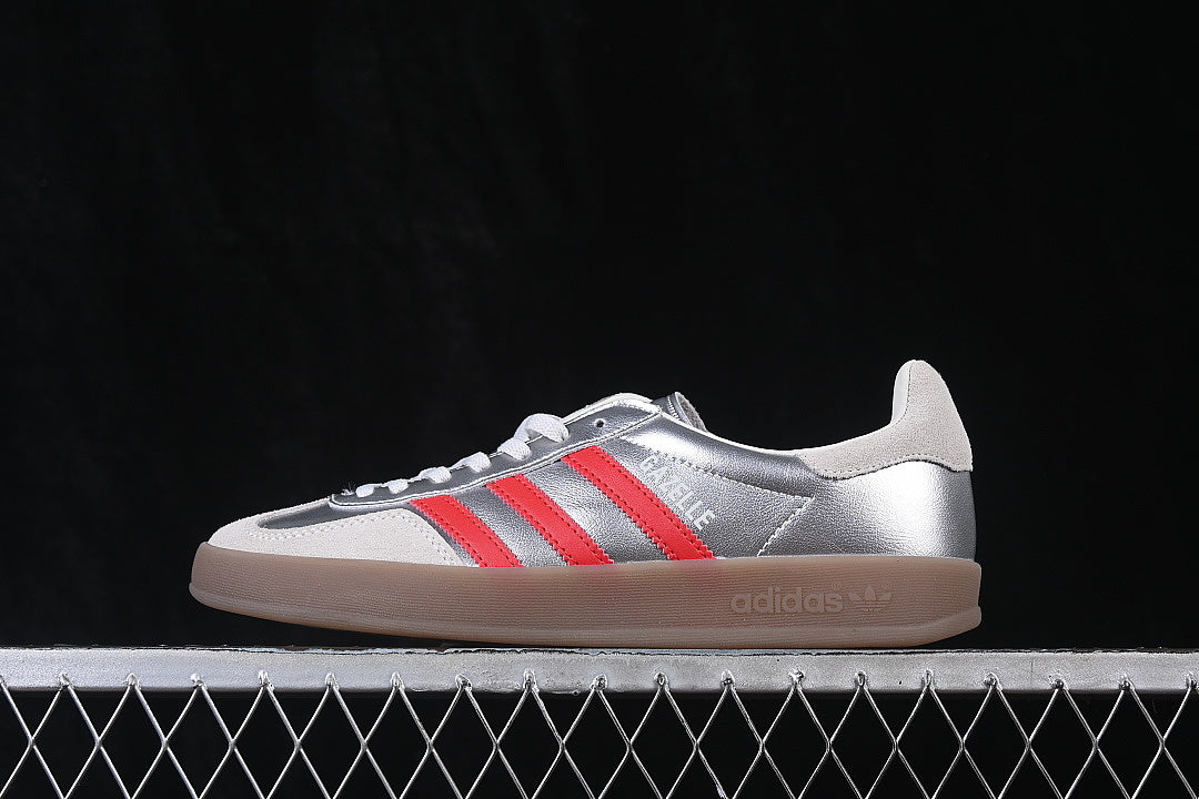 【220】[JR2403]-[GAZELLE INDOOR CLOVER RETRO CASUAL SNEAKERS SILVER/RED]-[WOMAN:35-39]-[MAN:40-45]