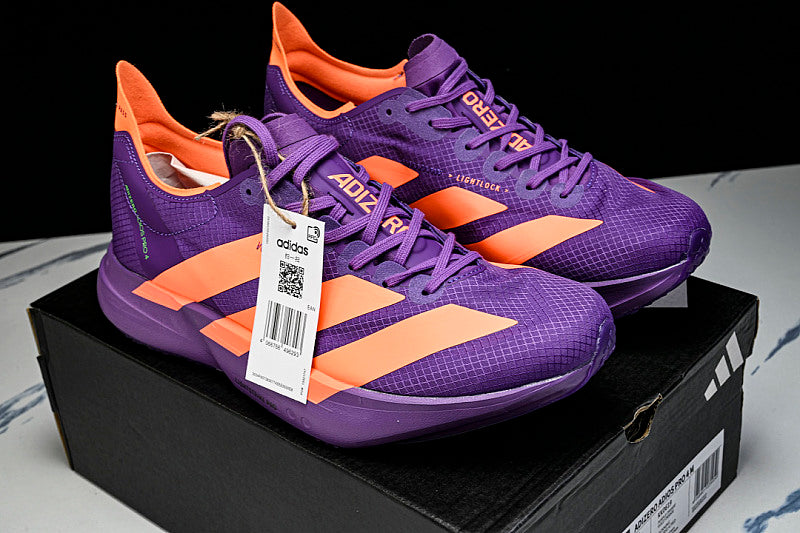 ADIZERO ADIOS 4 M LOW-CUT RUNNING SHOES PURPLE/ORANGE