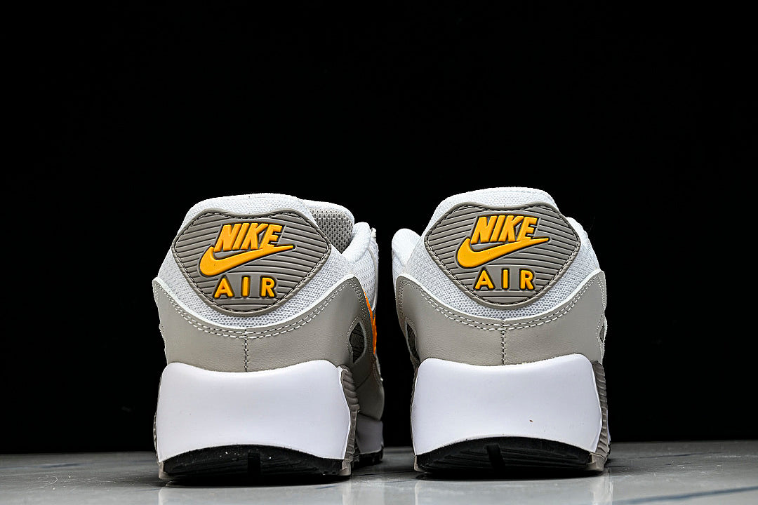 DM0029-119 AIR MAX 90 RETRO AIR CUSHIONED RUNNING SHOES LIGHT GRAY/WHITE/ORANGE