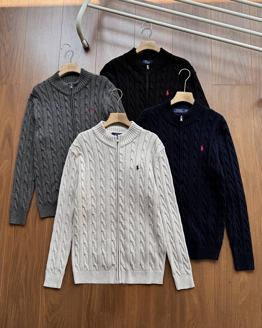 Ralph Lauren Cable-Knit Zip Stand-Collar Sweater RL2503
