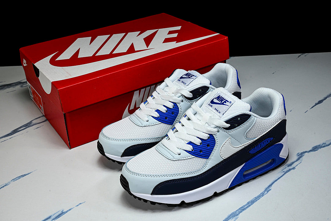 IX4089-121 AIR MAX 90 VINTAGE AIR CUSHION RUNNING SHOES WHITE/BLACK/BLUE