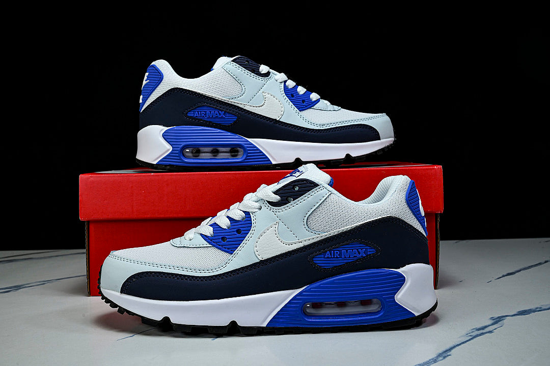 IX4089-121 AIR MAX 90 VINTAGE AIR CUSHION RUNNING SHOES WHITE/BLACK/BLUE