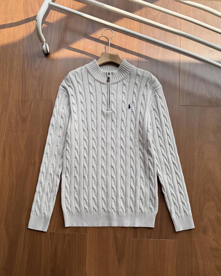 Ralph Lauren Cable-Knit Half-Zip Stand-Collar Sweater RL2502