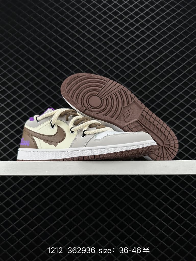 8 Company-level lace-up Off-White™ deconstructed style customization, Nike Air Jordan Low "Brown Mocha" AJ low-top Jordan generation low-top classic retro culture and leisure sports basketba