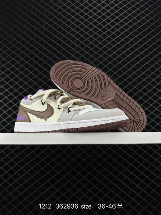 8 Company-level lace-up Off-White™ deconstructed style customization, Nike Air Jordan Low "Brown Mocha" AJ low-top Jordan generation low-top classic retro culture and leisure sports basketba