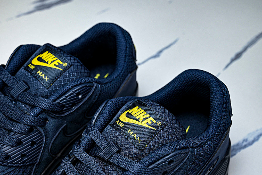 DM0029-401 AIR MAX 90 RETRO AIR CUSHIONED RUNNING SHOES NAVY BLUE/BLACK