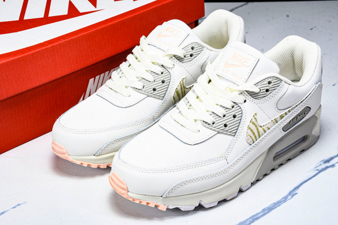 AJ1285-018 AIR MAX 90 TRENDY COUPLE LOW TOP AIR CUSHIONED CASUAL WHITE/LIGHT GRAY/BEIGE