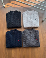 Ralph Lauren Cable-Knit Half-Zip Stand-Collar Sweater RL2502