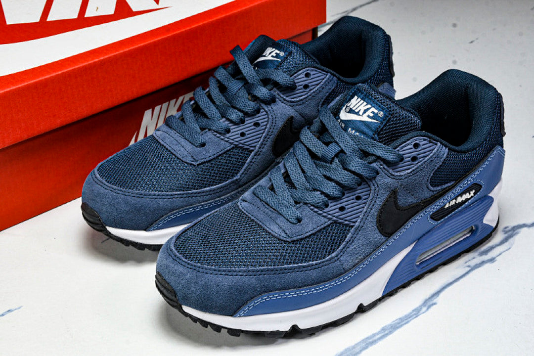 AIR MAX 90 TRENDY COUPLE LOW TOP AIR CUSHIONED CASUAL WHITE/BLACK/NAVY BLUE