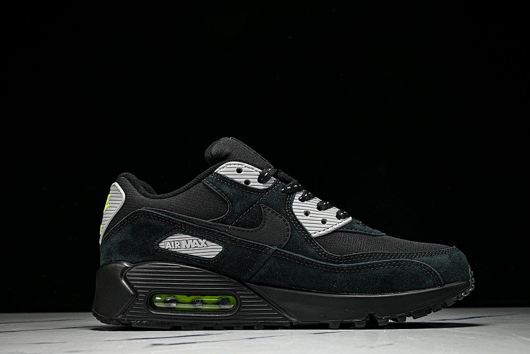【250】FQ2377-001 AIR MAX 90 RETRO AIR CUSHIONED RUNNING SHOES BLACK/LIGHT GRAY/GREEN