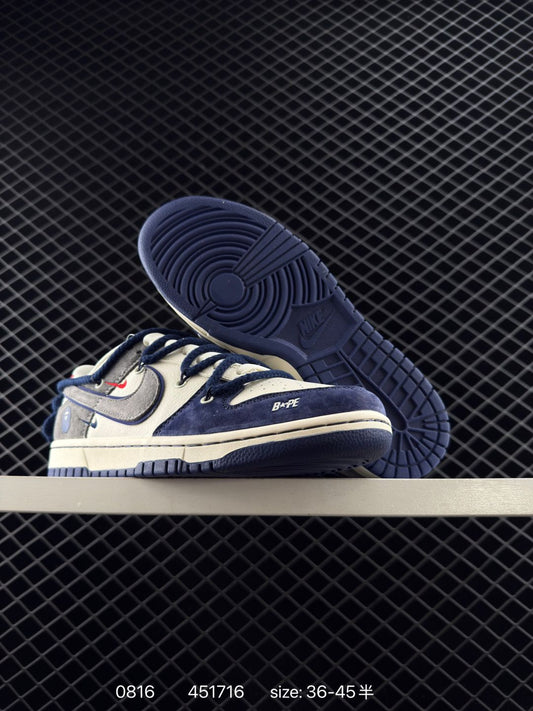 Nike Nk SB Dunk Low BAPE joint brand - strap color-blocking gray hook Anniversary high-end customization Low top casual board shoes Customized shoe boxes Large factory pure original quality shipment Ultra high cleanliness The leather is clean and has no burrs, perfect details Size: 36 36.5 37.