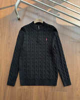Ralph Lauren Cable-Knit Half-Zip Stand-Collar Sweater RL2502