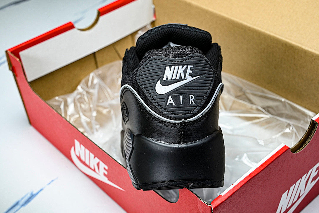 HV4517-002 AIR MAX 90 RETRO AIR CUSHIONED RUNNING SHOES BLACK/LIGHT GRAY