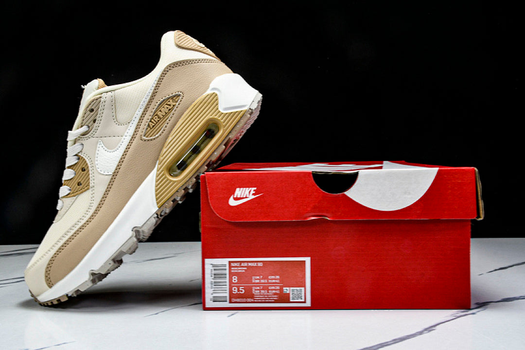 DH8010-004 AIR MAX 90 RETRO AIR CUSHIONED RUNNING SHOES BROWN POWDER/WHITE
