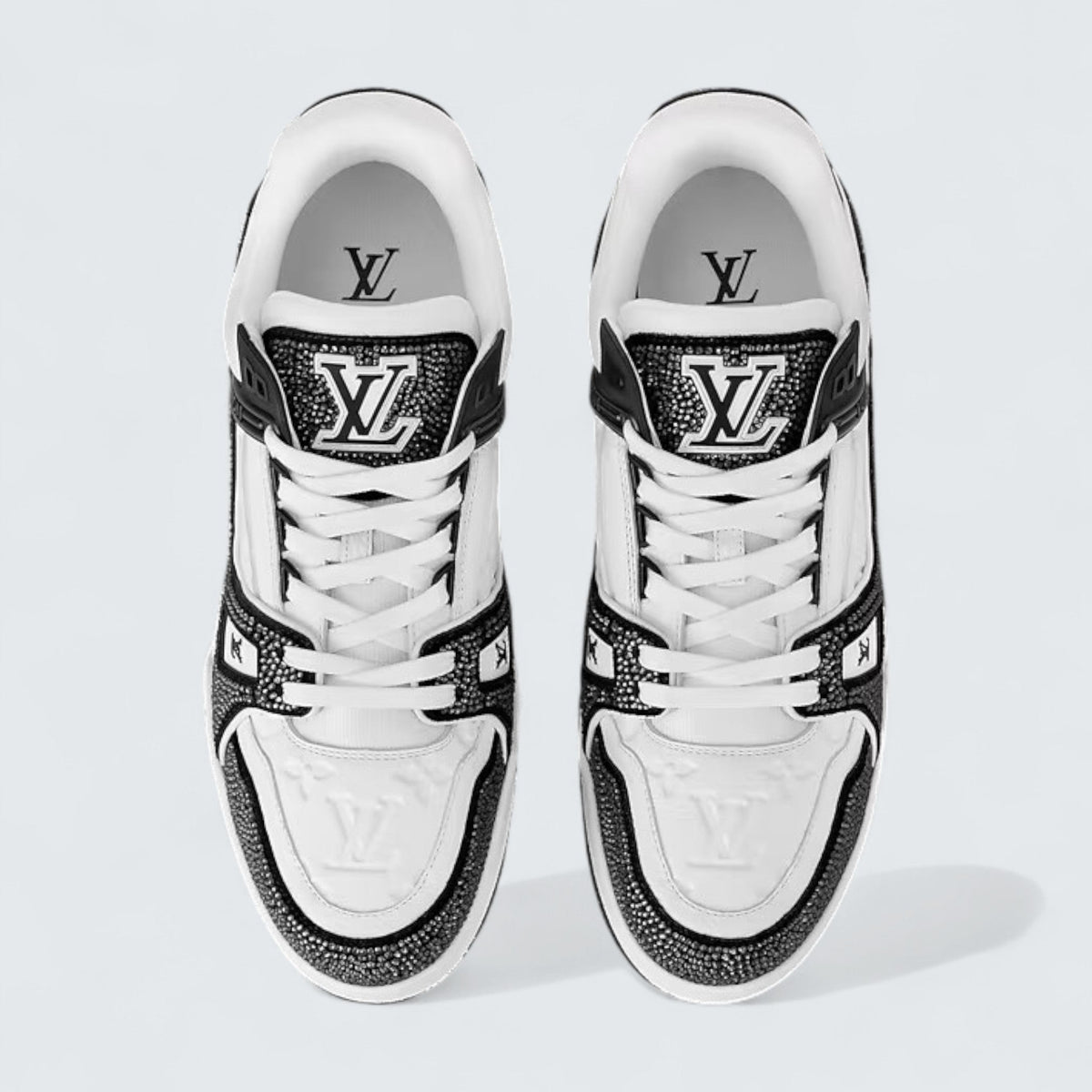 LV Trainer Sneaker 'Black White Rhinestones'