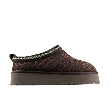 UGG Tazz Caspian Platform Slipper Burnt Cedar Leopard Print